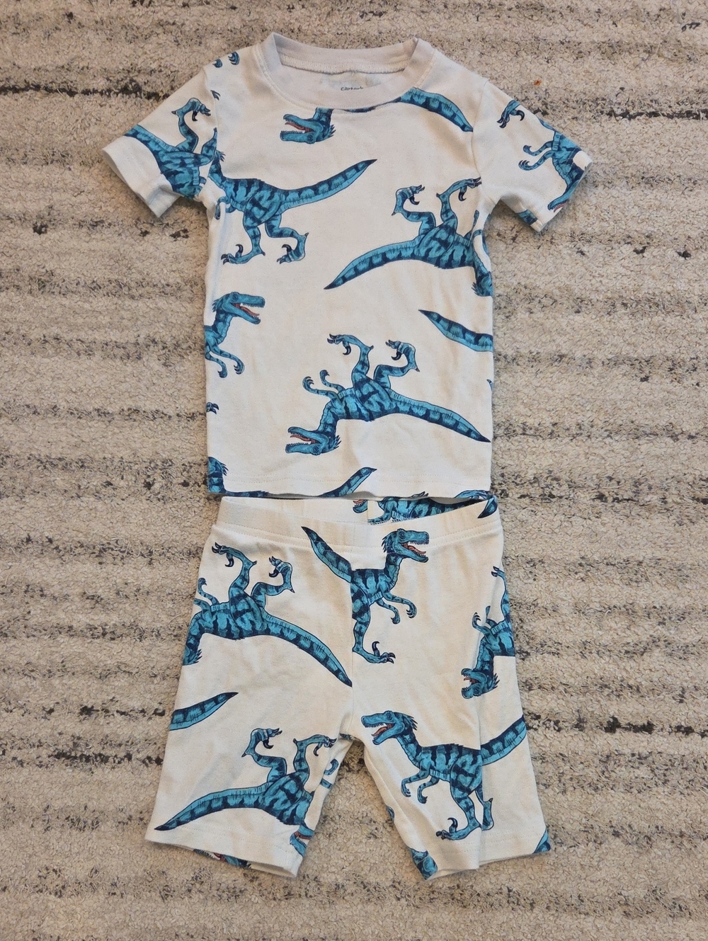 Carter's Blue & White Dinosaur Short-Sleeve Pajama Set
